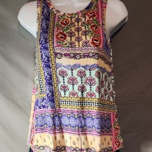 Johnny Was Like NEW Multicolor Floral Patchwork Tank Top XXS